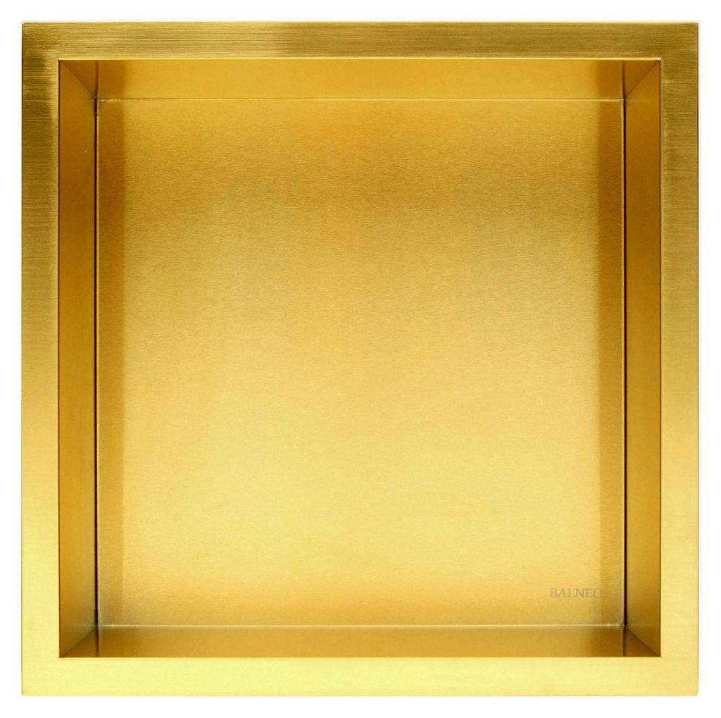 - Gold Edelstahl - Wandnische Dusche - Wasserdicht - Flexibler Nischeneinbau - Nische für Badutensilien - ohne Fliesen - 30x30x10 cm