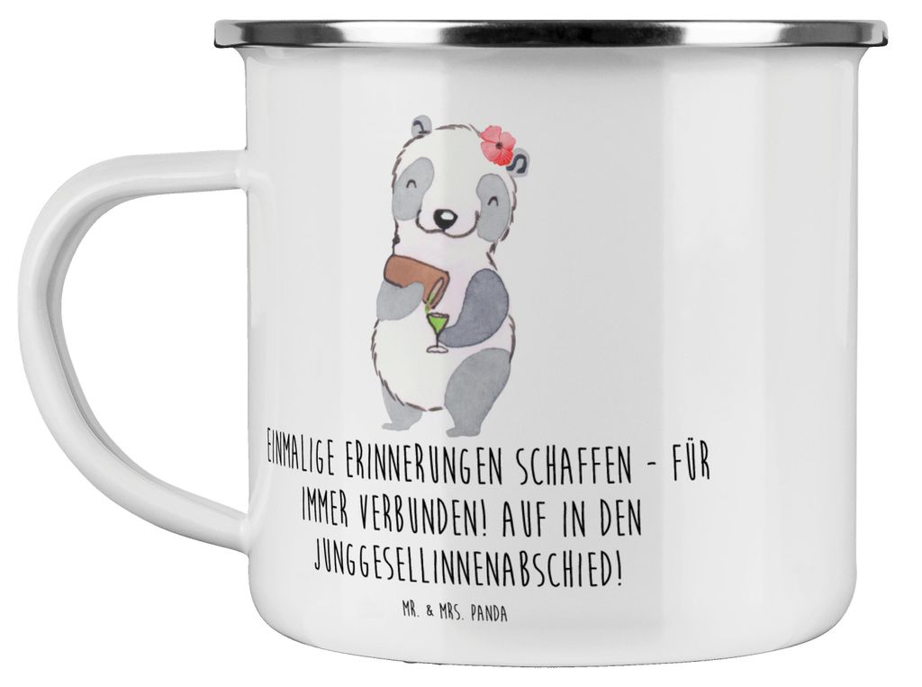 Mr. & Mrs. Panda Emaille Tasse Junggesellinnenabschied Erinnerungen - Weiß - Geschenk, Teetasse, Freundschaft, Hochtzeit, individuell, Erinnerungs...