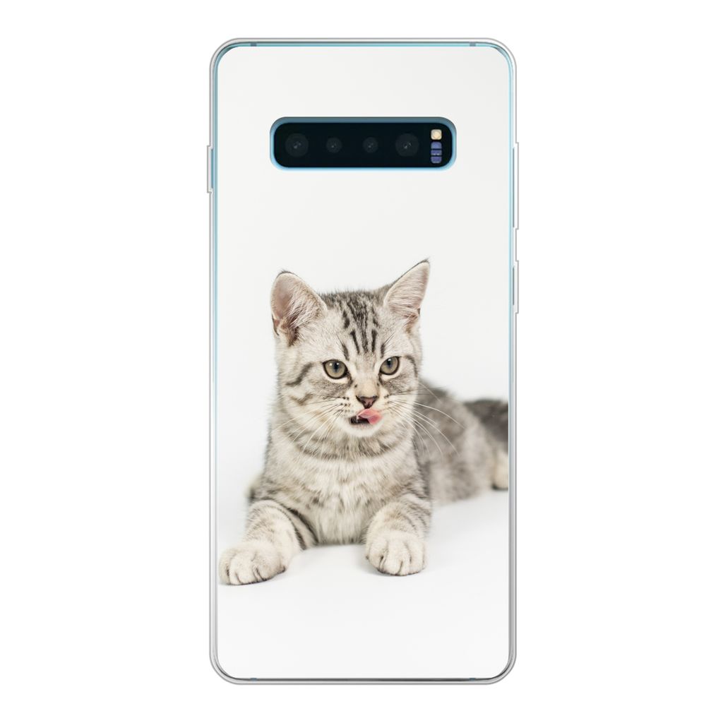 MuchoWow Handyhülle Schutzhülle Hülle für Samsung Galaxy S10 Lite Kitten - Weiß - Sohle - Mädchen - Kinder - Jungen - Kind Silikon Softcase...