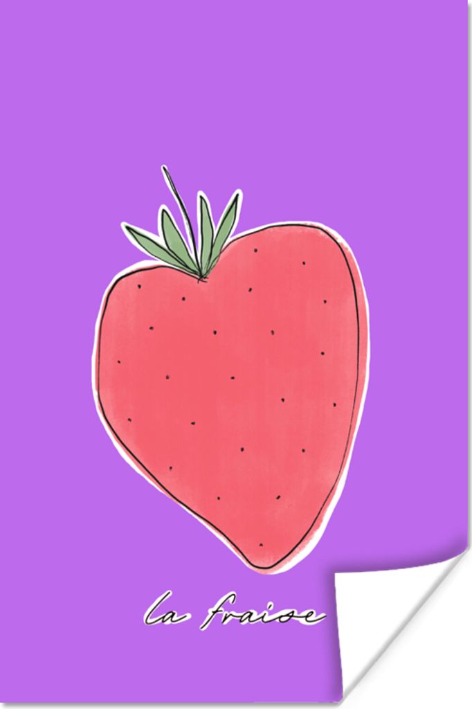 MuchoWow Poster Erdbeere - Obst - Zitate 60x90 cm - Wanddekoration