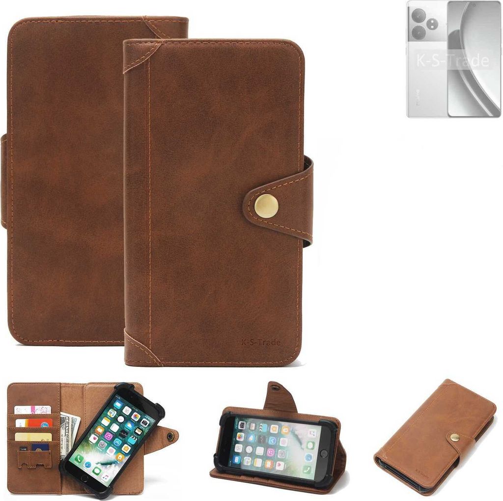 K-S-Trade Handyhülle kompatibel mit Realme GT Neo 6 Schutz Hülle Walletcase Bookstyle Tasche Case Handytasche Wallet Flipcase Cover PolyurethanBr...