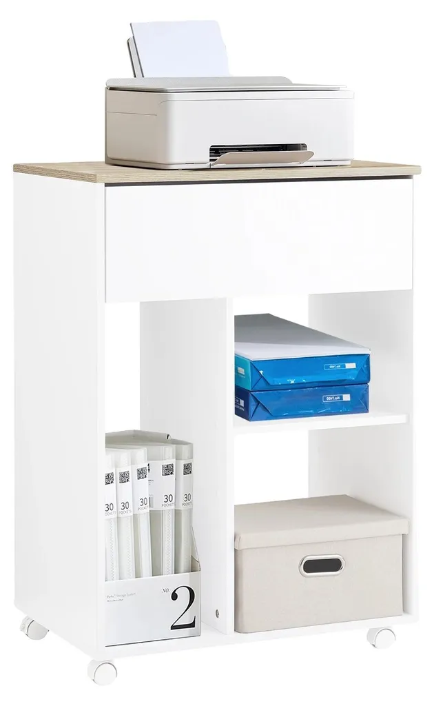 Desserte de bureau mobile pour imprimante, support blanc multifonction