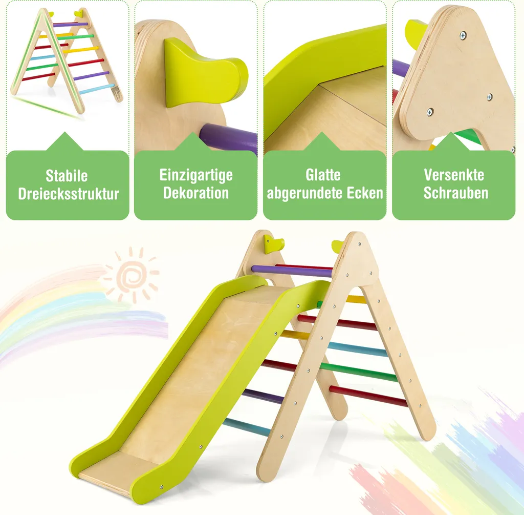 Triangle d'Escalade Bébé avec Toboggan : Jeu de Motricité Stable et Sûr