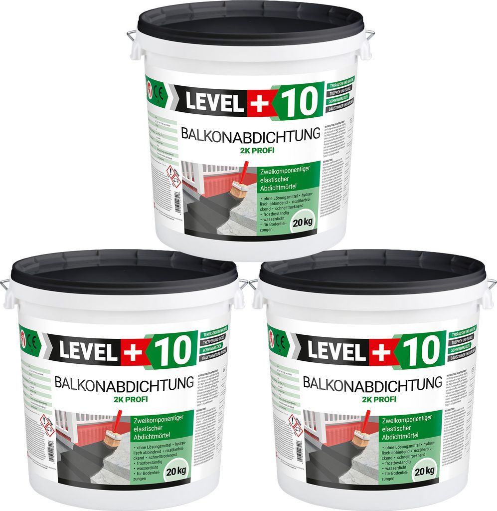Balkonabdichtung 2K, 60 kg, Terrasse, Balkone, Keller, Dusche, Bad, Schwimmbäd, Dichtschlämme, Abdichtung RM10