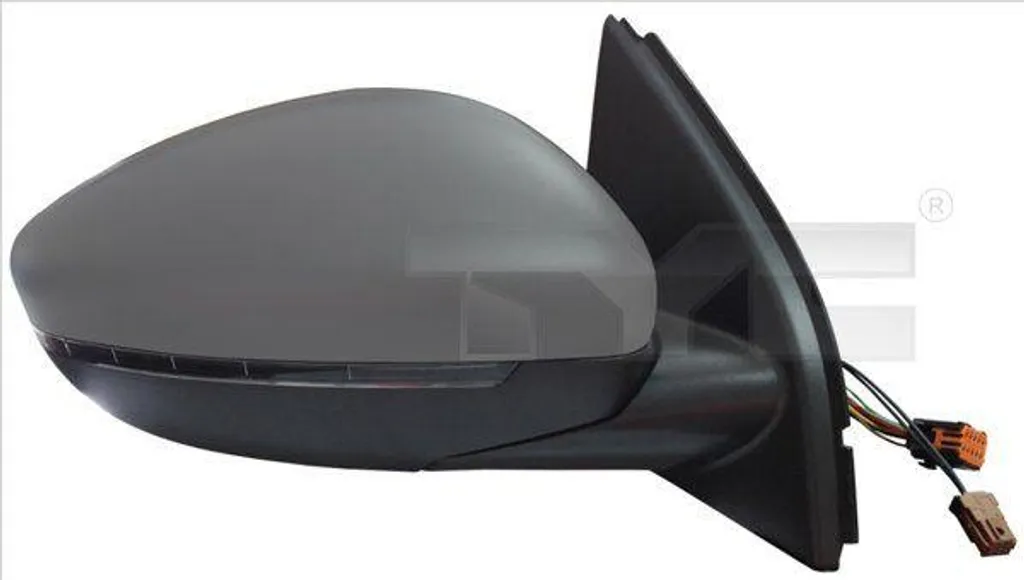 Miroir de rétroviseur TYC pour Peugeot 308 avec coque à peindre noir