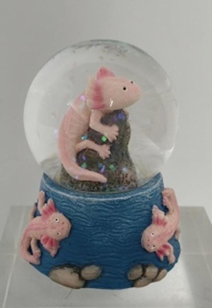 Glitzerkugel Axolotl, Schneekugel Tier Tiere Schneekugeln Produktbild 