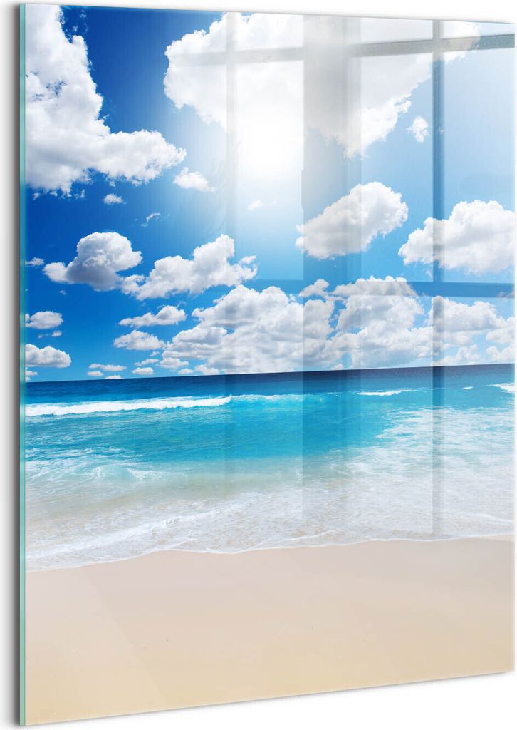 Designer Glasbild - Wandbild - Glas Bild - 60x80 cm - Strand, Meer Und Horizont