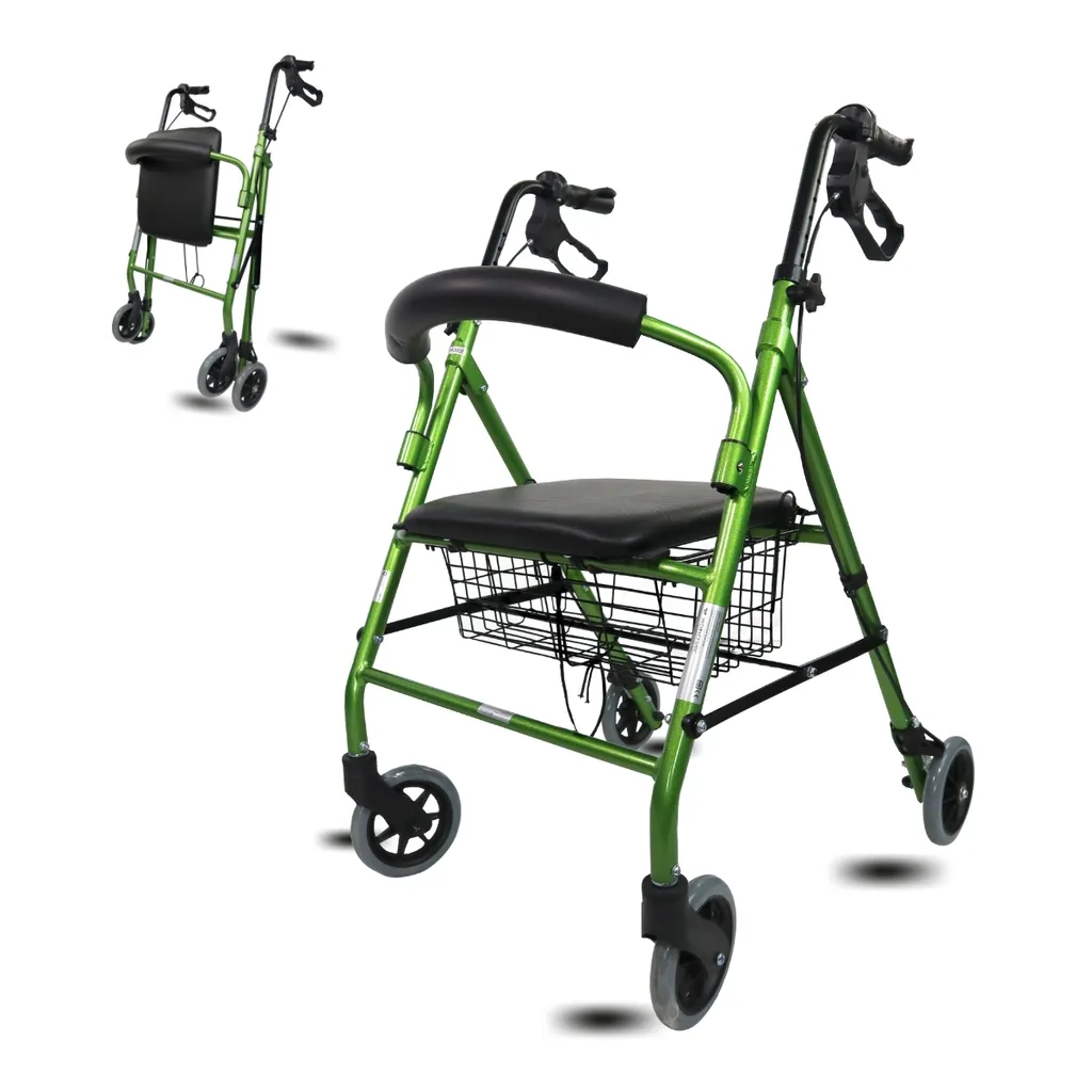 Rollator 4 Roues Pliable avec Dossier et Assise - Mobilité et Sécurité