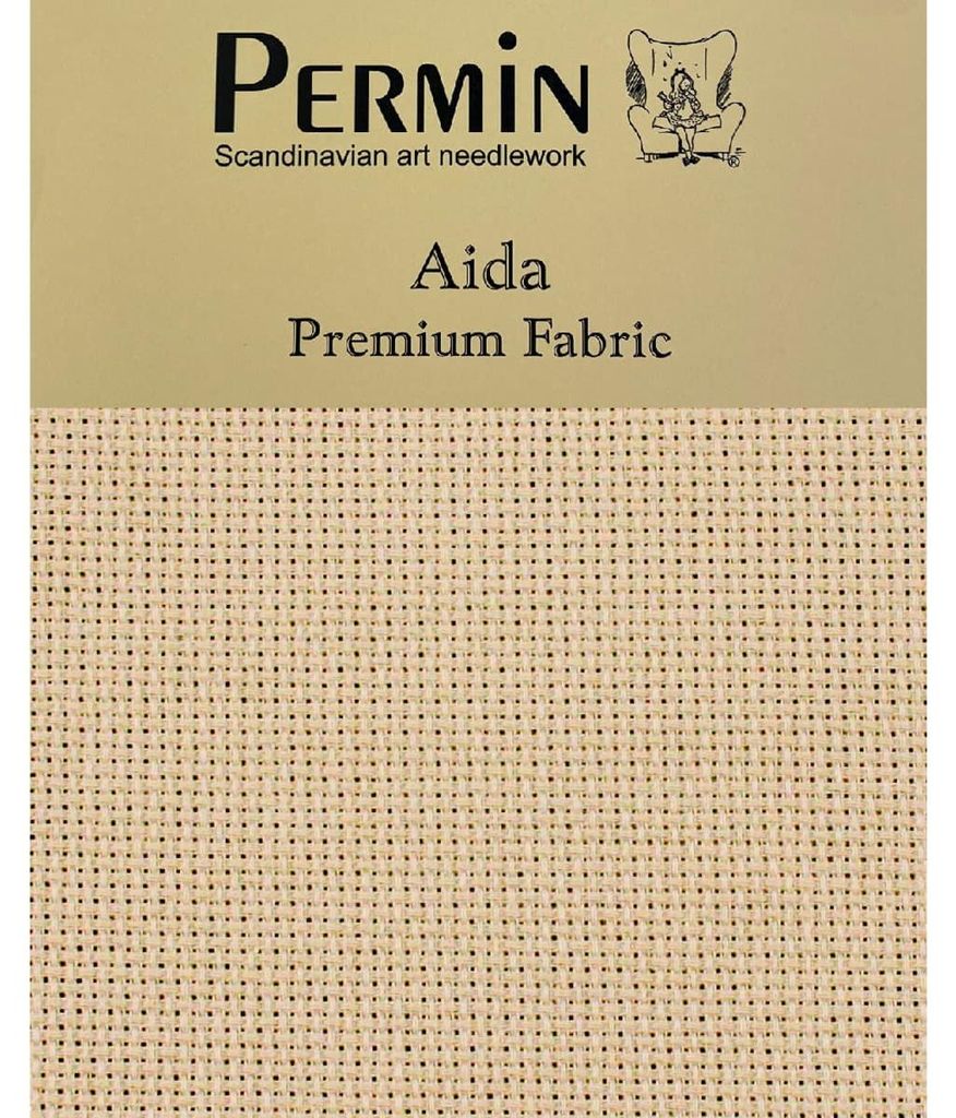 Permin Precut 16 ct. Aida 355 Farbe 321 Schönes Beige, Handarbeitsstoff für Kreuzstich 43x50 cm