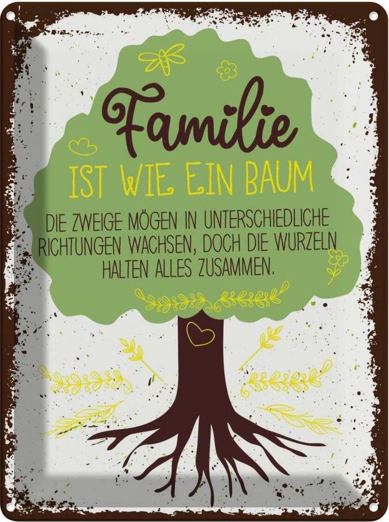 vianmo Blechschild 40x30 cm Familie ist wie ein Baum Produktbild 