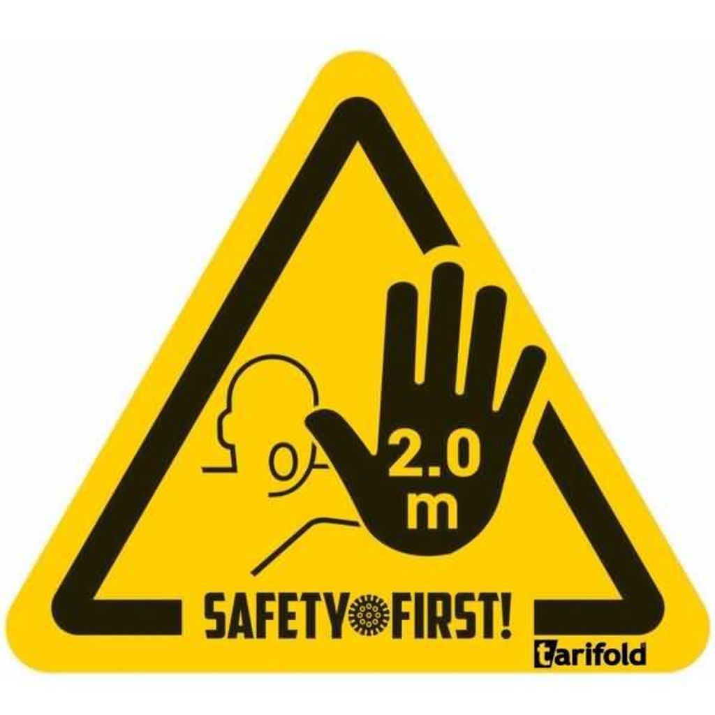 Tarifold Warnaufkleber "Bitte 2 m Abstand halten" - 150 x 170 mm, gelb-schwarz