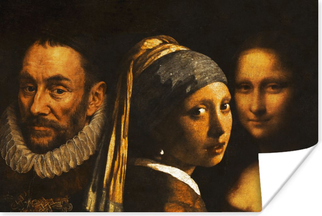 MuchoWow Poster Das Mädchen mit dem Perlenohrring - Wilhelm von Oranien - Mona Lisa 120x80 cm - Bilder