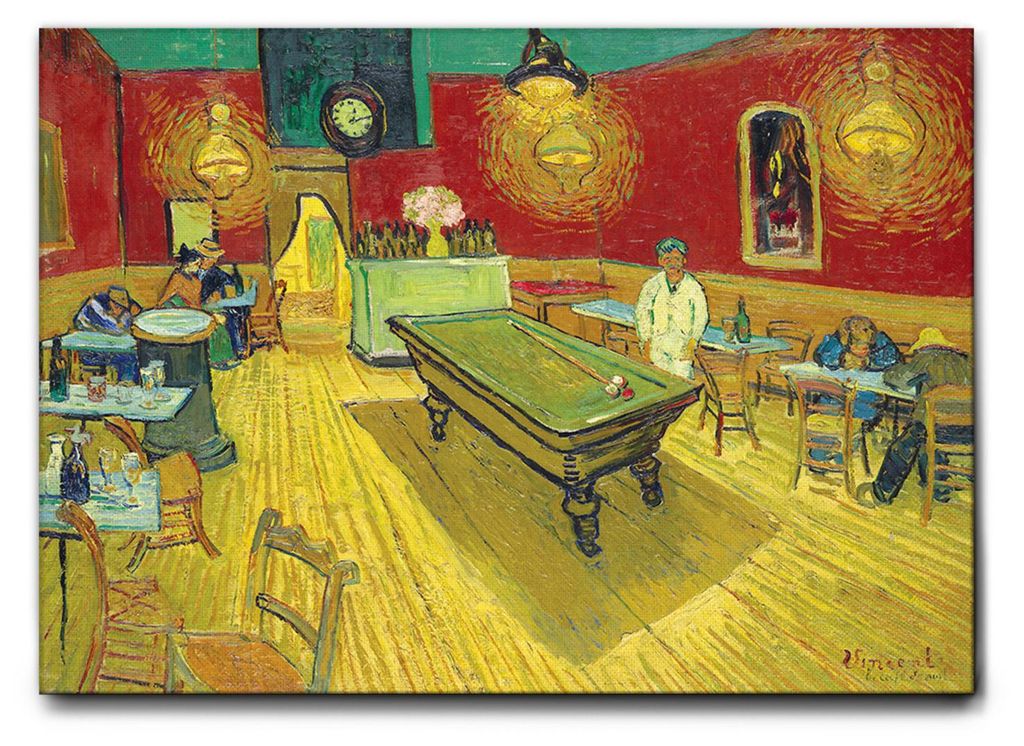 Giallobus - Kaffee in der Nacht - Vincent Van Gogh - 100L x 70B cm - Bild - Leinwand mit Standardrahmen