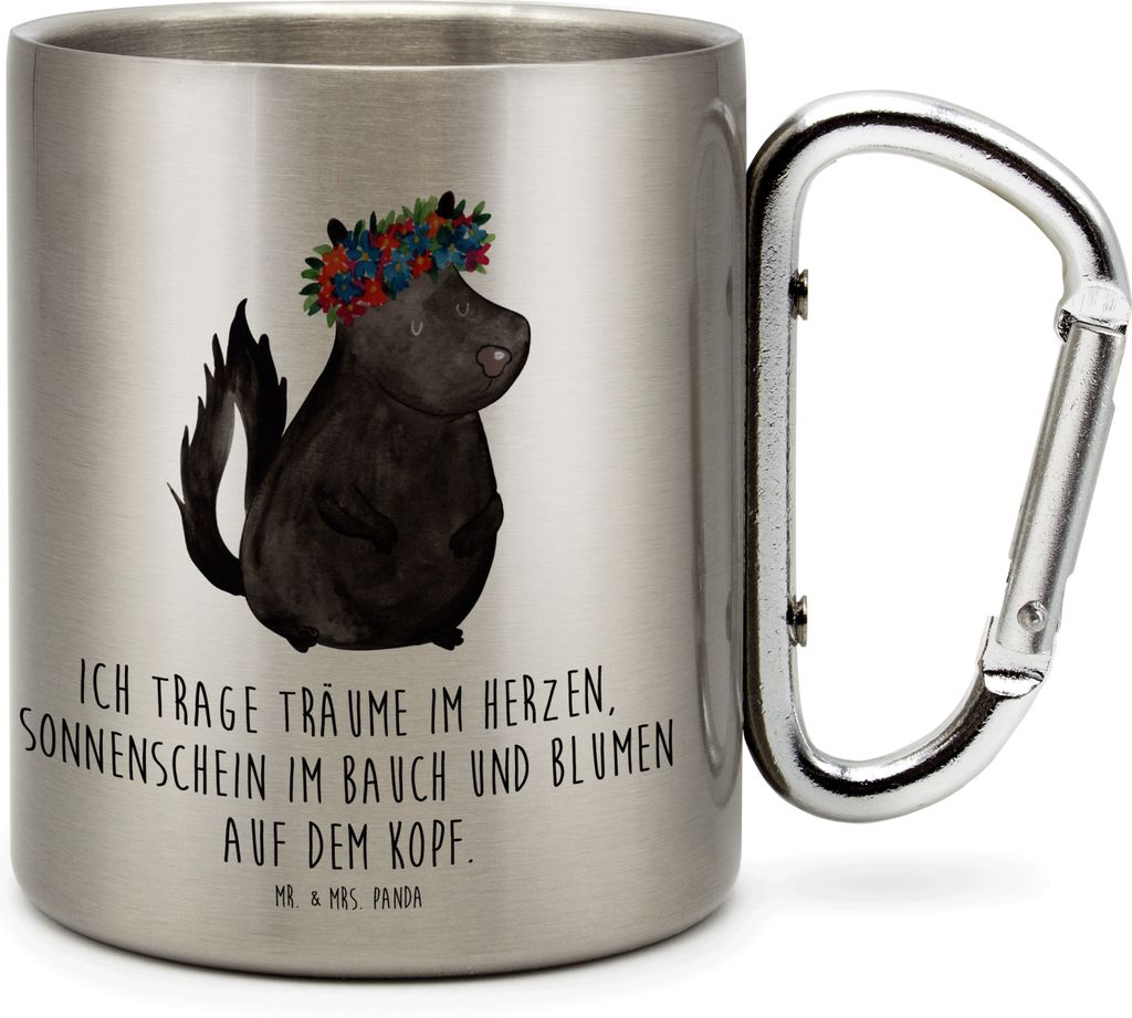 Mr. & Mrs. Panda Thermobecher Stinktier Mädchen - Transparent - Geschenk, Stinker, Teetasse, Namaste, Reisebecher, Edelstahlbecher, Raubtier, Bech...