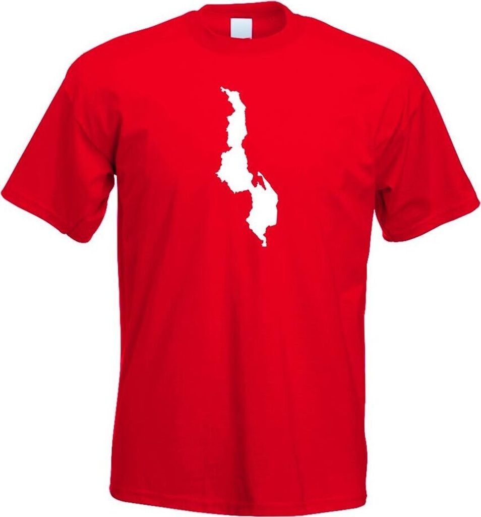 Kiwistar - T-Shirt - rot - Malawi Umriss Kontur Herren Funshirt Bedruckt Design Sprüche Spruch Motive - mit Motiv Bedruckt - Funshirt Design - Spo...