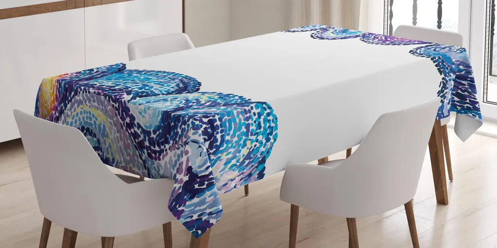 ABAKUHAUS Tovaglia Notte stellata, design artistico a pois con pennellate ad acquerello e ispirazioni nautiche, 140 x 240 cm, multicolore