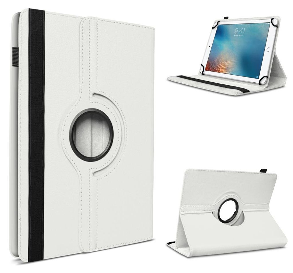 Tablet Hülle für Doogee U9 U10 U11 /Pro Tasche Schutzhülle Case 360 Grad DrehbarFarbe 360 Uni:Weiss