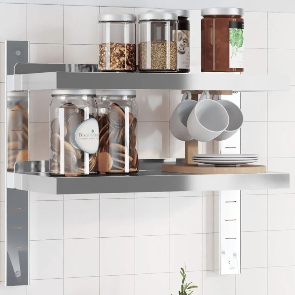 Susunnus Scaffale Angolare In Acciaio Inox A 4 Ripiani, Mensola Stretta Regolabile Per Cucina E Bagno, 35x35x120 Cm