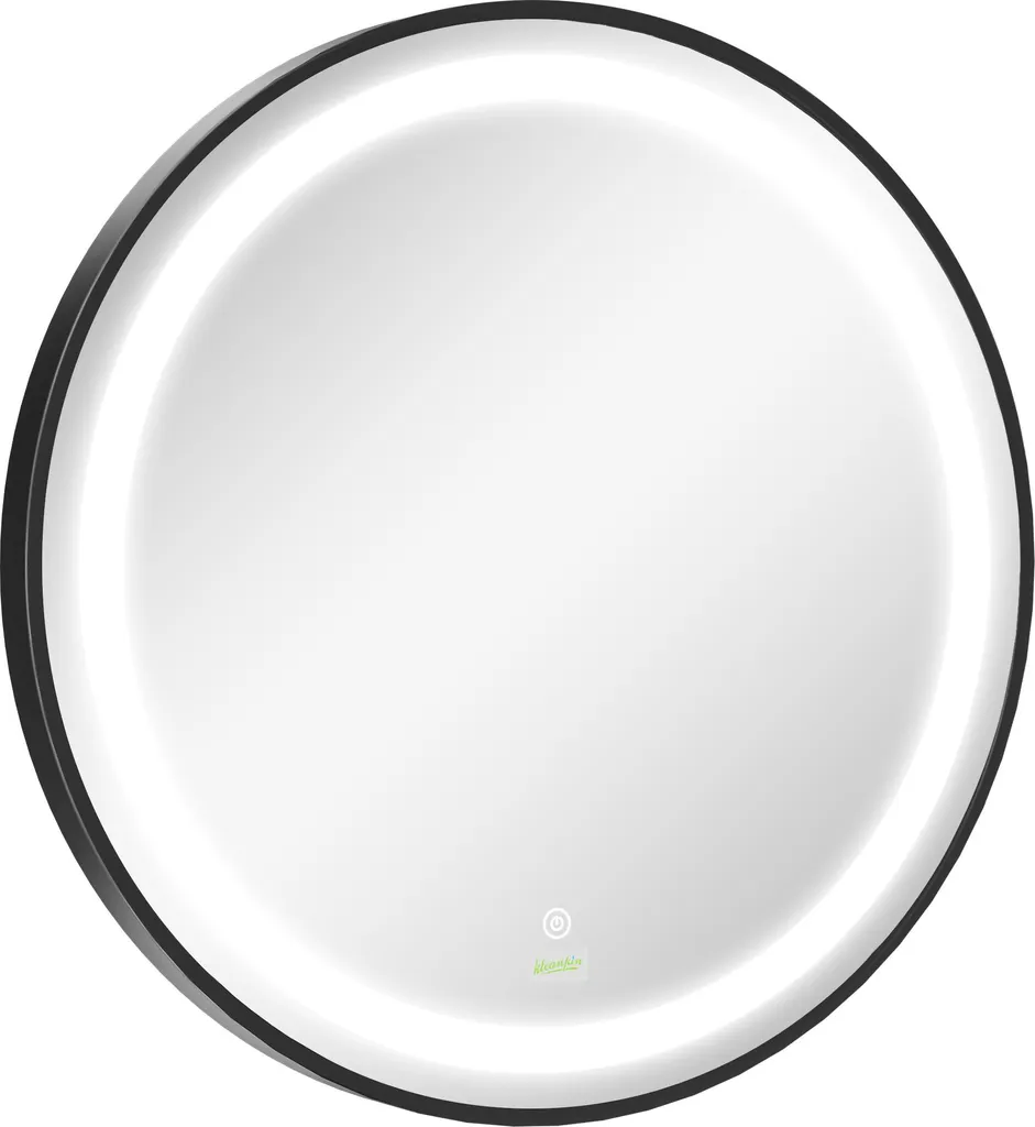 Specchio da bagno Fortuna Lai LED Ø60cm, specchio da bagno con 3 colori di luce, funzione touch, funzione memoria, IP44, nero per bagni moderni