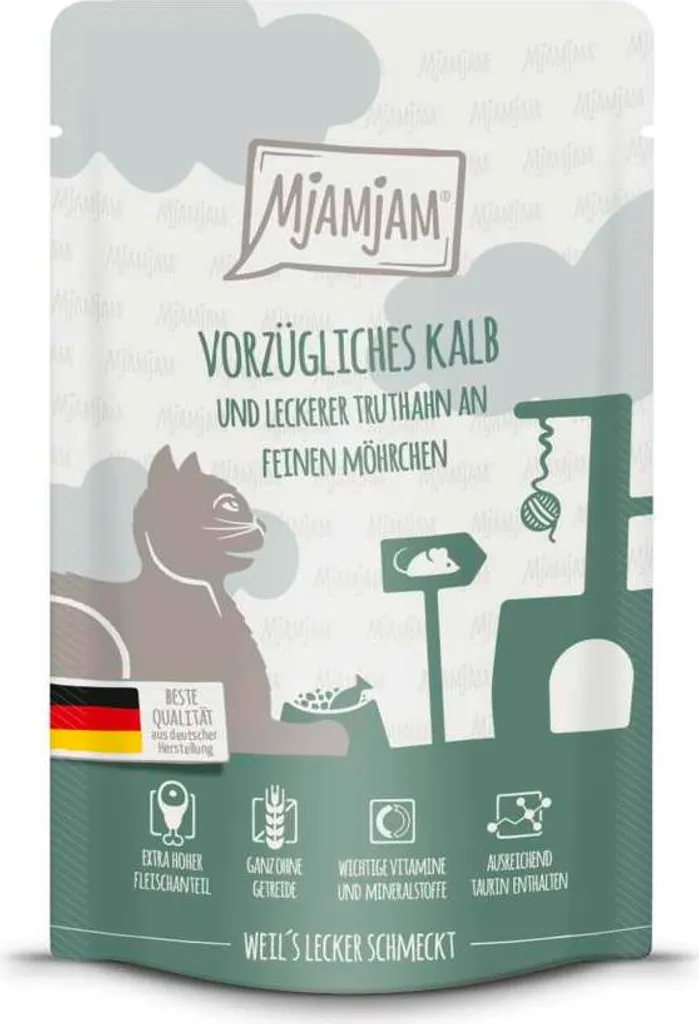 Miam Miam Quetschie Veau et Dinde 125gx12 : Pâtée de Qualité pour Chien