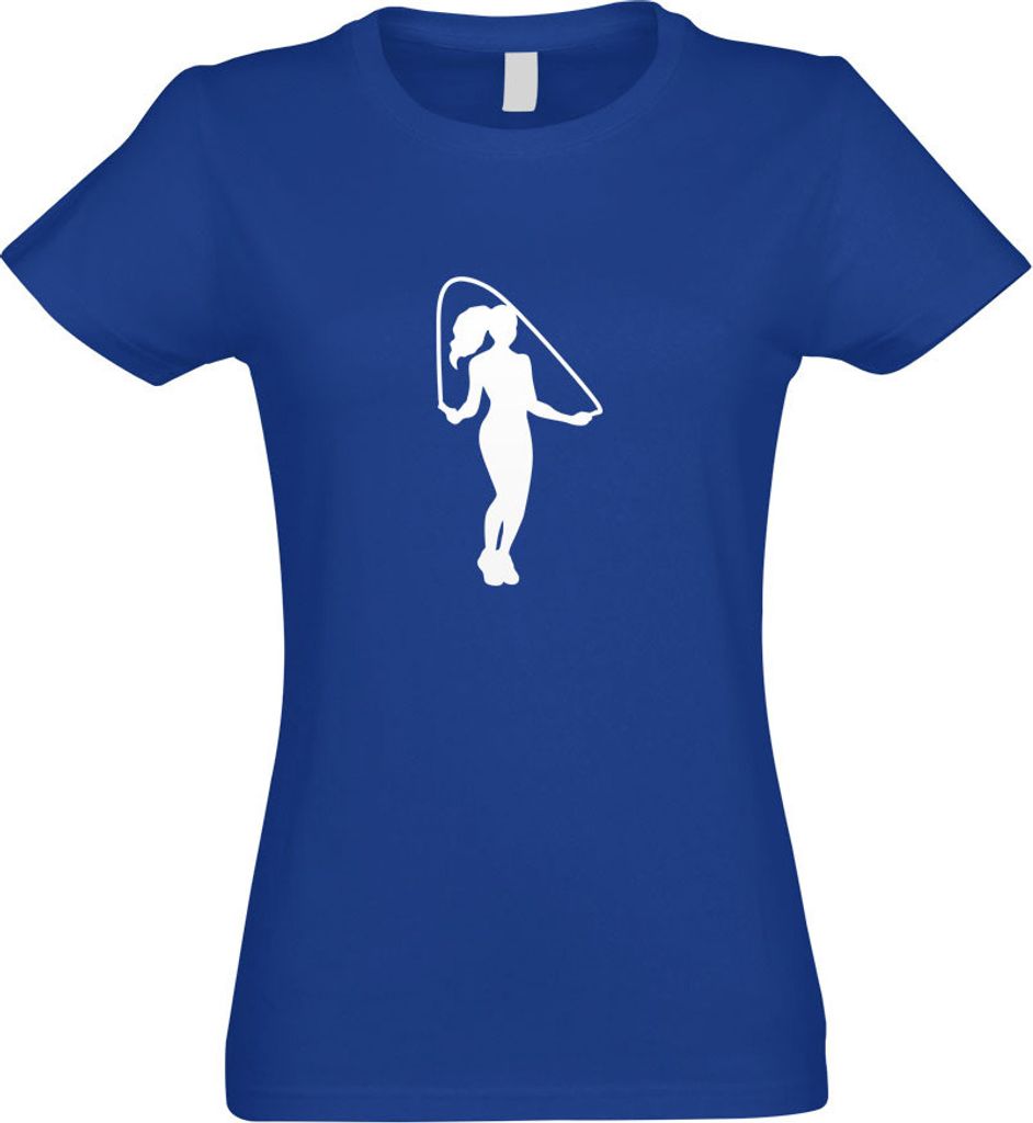 Kiwistar - T-Shirt tailliert - Damen - royal - Seilspringen Figur Sport - mit Motiv Bedruckt - Funshirt Design - Sport - Freizeit - Damen - XL