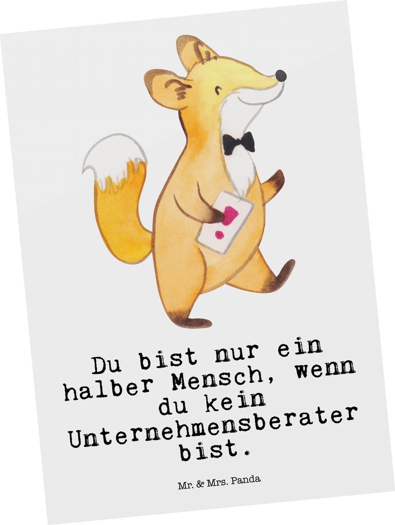 Mr. & Mrs. Panda Postkarte Unternehmensberater Herz - Weiß - Geschenk, Ansichtskarte, Fotokarte, Ansichtskarten, bildkarte, Postkarten