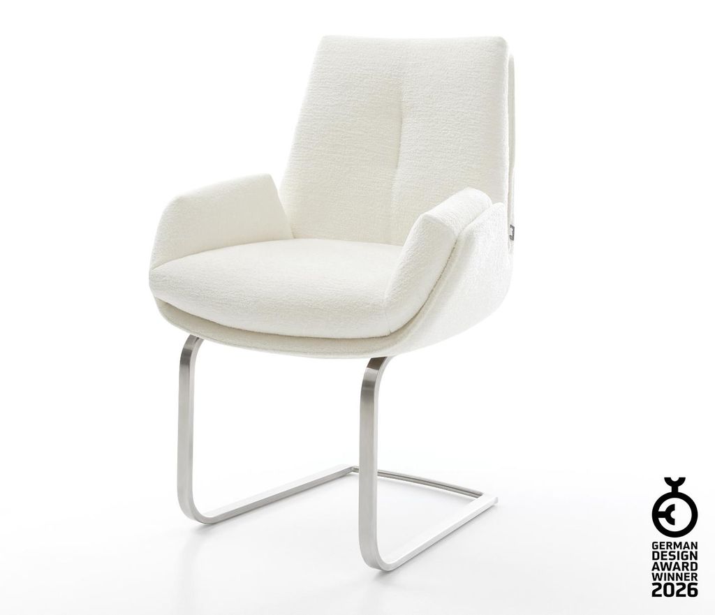 DELIFE Freischwinger Clea-Flex Bouclé Soft Beige Freischwinger flach Edelstahl