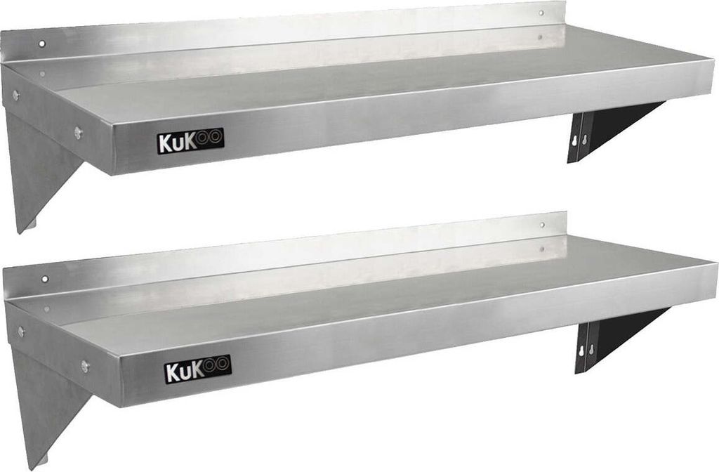 KuKoo 2 x Gastro Edelstahl Regal Wandregal Küchenregal Wandbord Gewürzregal