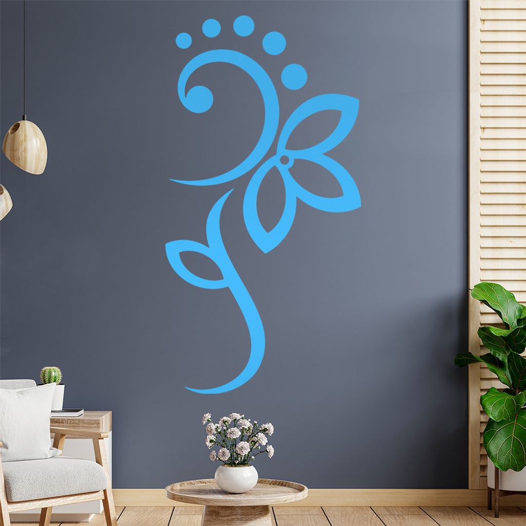 Blume - Linien Punkte Wandtattoo in 6 Größen - Wandaufkleber Wall Sticker - Dekoration, Küche, Wohnzimmer, Schlafzimmer, Badezimmer