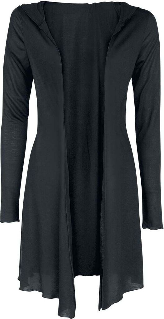 ForPlay Damen schwarzer langer Cardigan mit Kapuze S