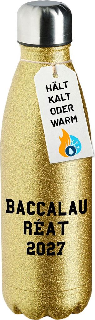 Huuraa Trinkflasche Baccalauréat 2027 Abschluss Frankreich 500ml Gold Edelstahl Wasserflasche Trinkflasche Geschenkidee
