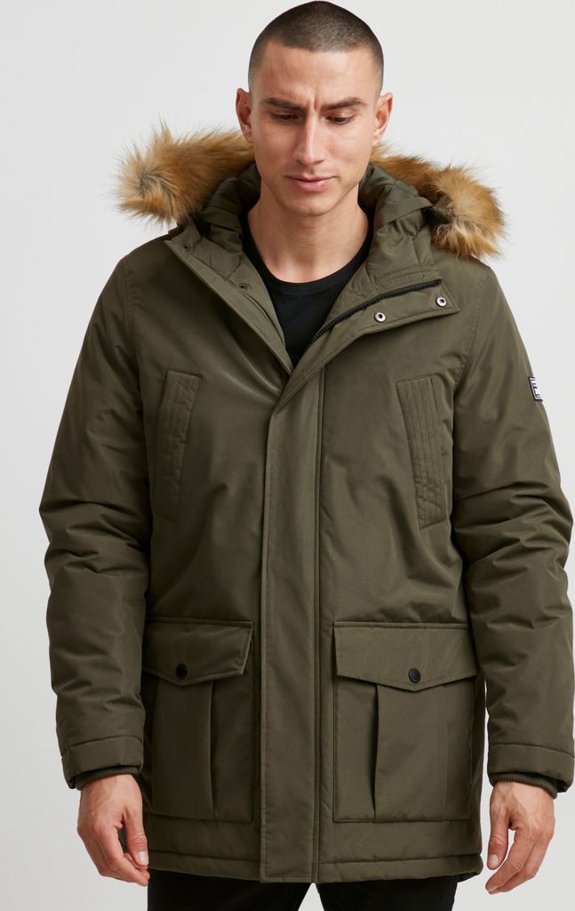 11 Project PRDuffin Herren Winterparka Parka Winterjacke mit hochabschließendem Kragen und abnehmbarem Kunstfell an der Kapuze