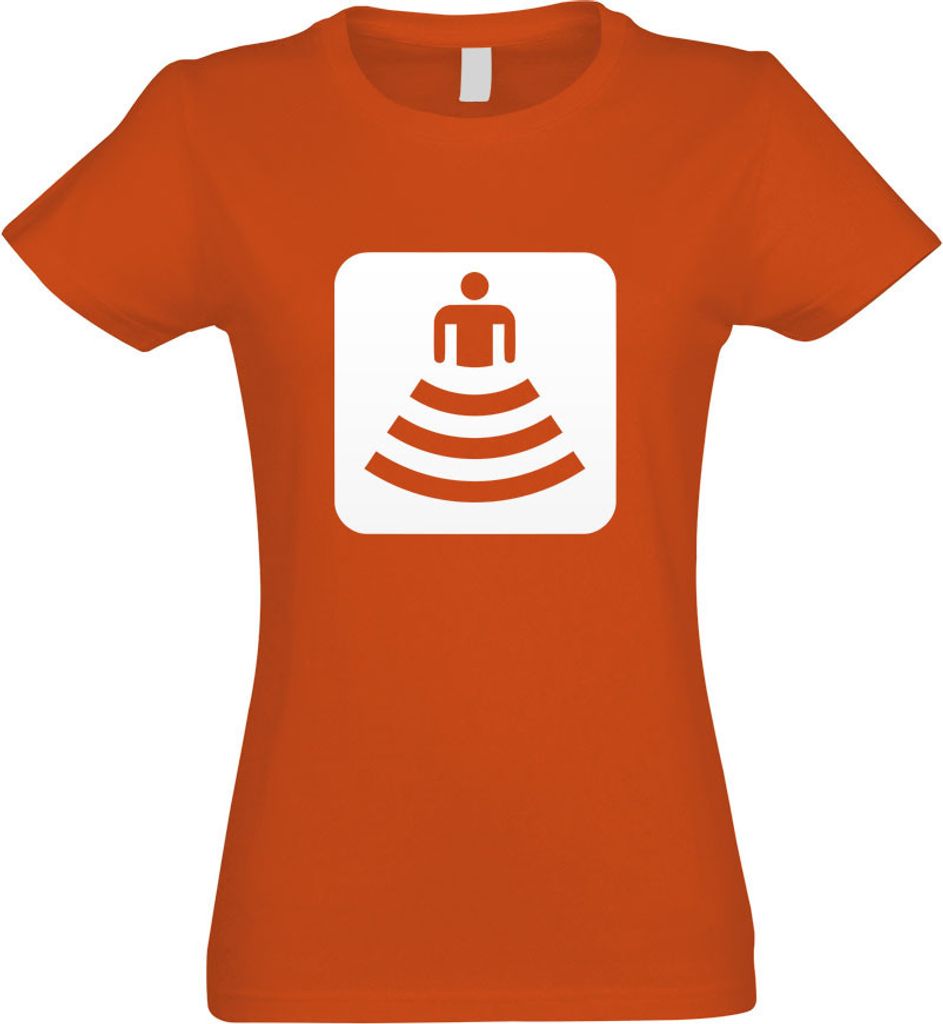 Kiwistar - T-Shirt tailliert - Damen - orange - W-LAN Verbindung Piktogramme - mit Motiv Bedruckt - Funshirt Design - Sport - Freizeit - Damen - S