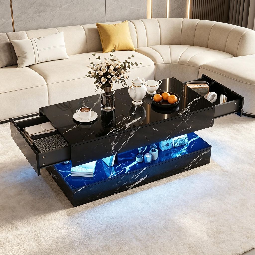 Tavolino da divano INONEFT con LED e spazio contenitivo Immagine del prodotto 