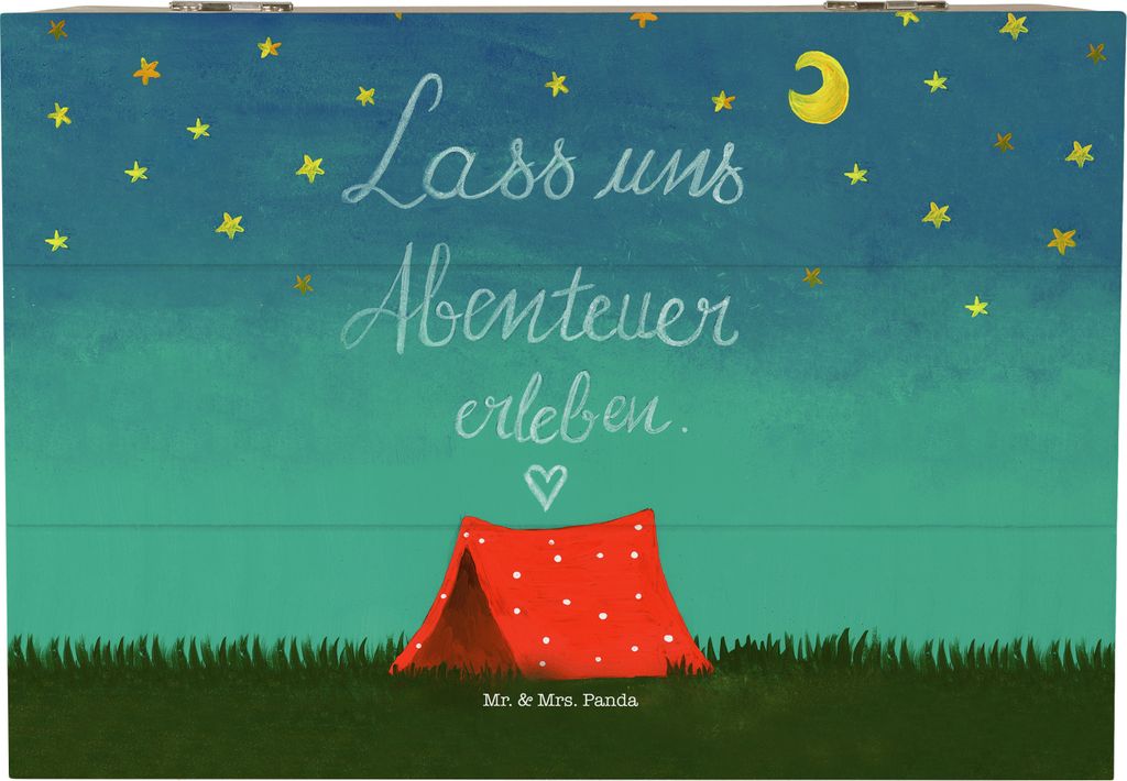 Mr. & Mrs. Panda Box Abenteuer 22 x 15 cm - Geschenk, Holzkiste mit Deckel, Dekoration, Truhe, Spruch Freiheit, fotobox, Natur, Geschenkbox, Campin...