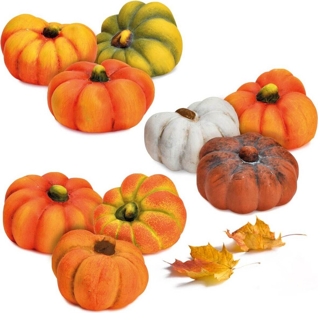 Kürbis 9er Set orange aus Ton, 6 cm als Herbst & Halloween Deko