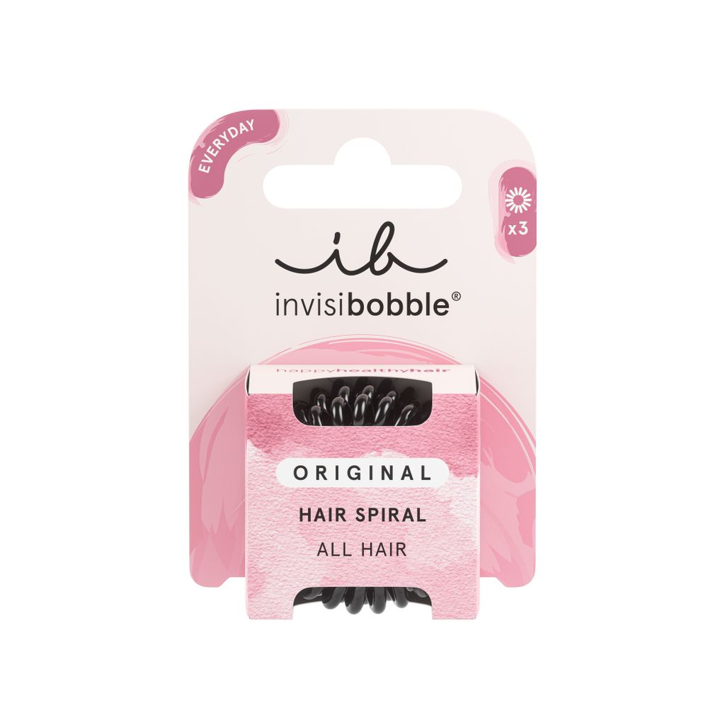 invisibobble Original True Black, Haarband, Schwarz, Einfarbig, Erwachsene, 3 Stück(e)