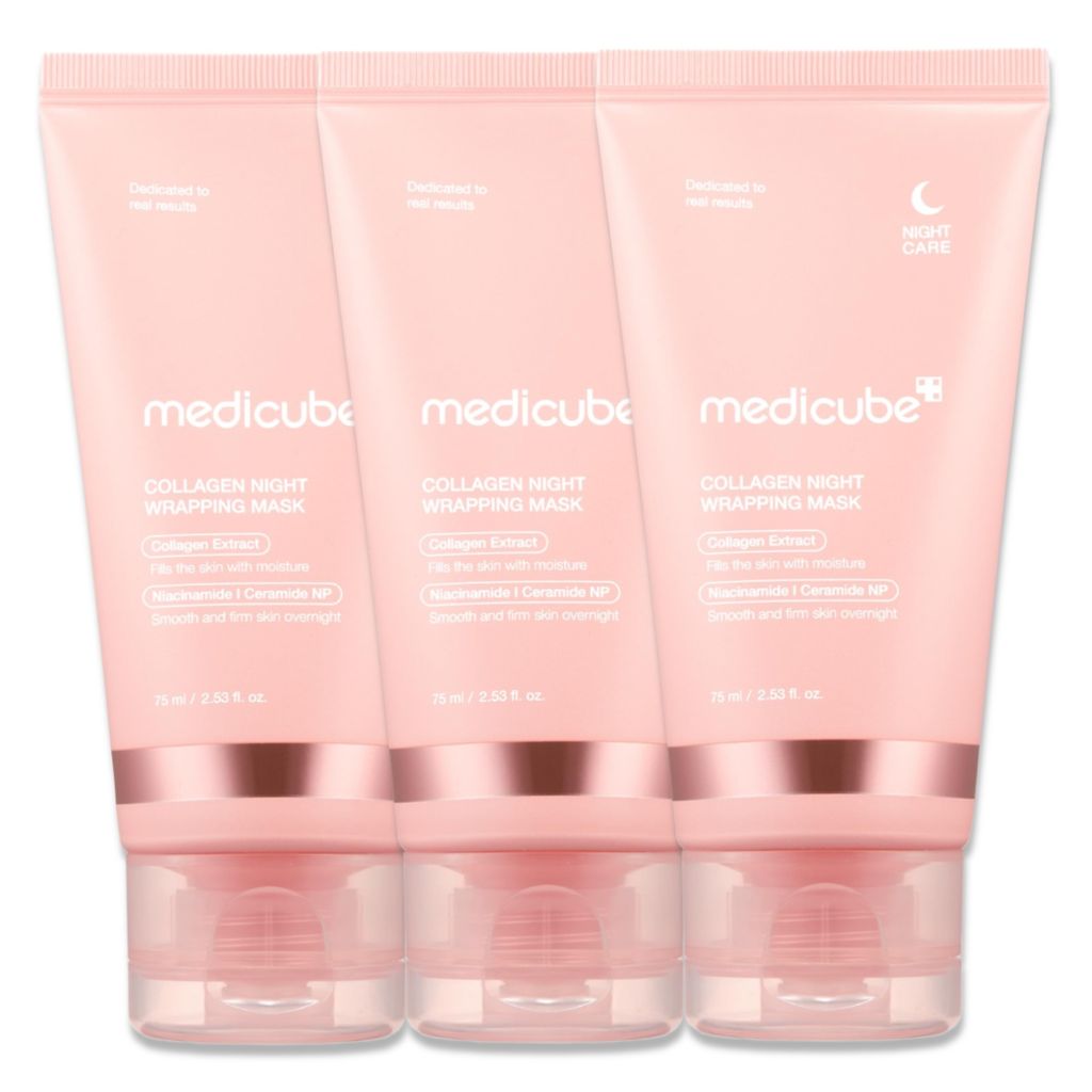 Medicube Collagen Night Wrapping Mask Kollagen Nachtmaske Gesichtsmaske, 3x 75ml mit Pinseln