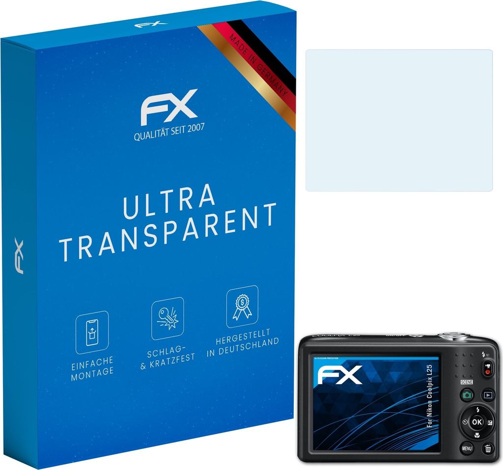 atFoliX FX-Clear 3x Schutzfolie kompatibel mit Nikon Coolpix L25 Displayschutzfolie