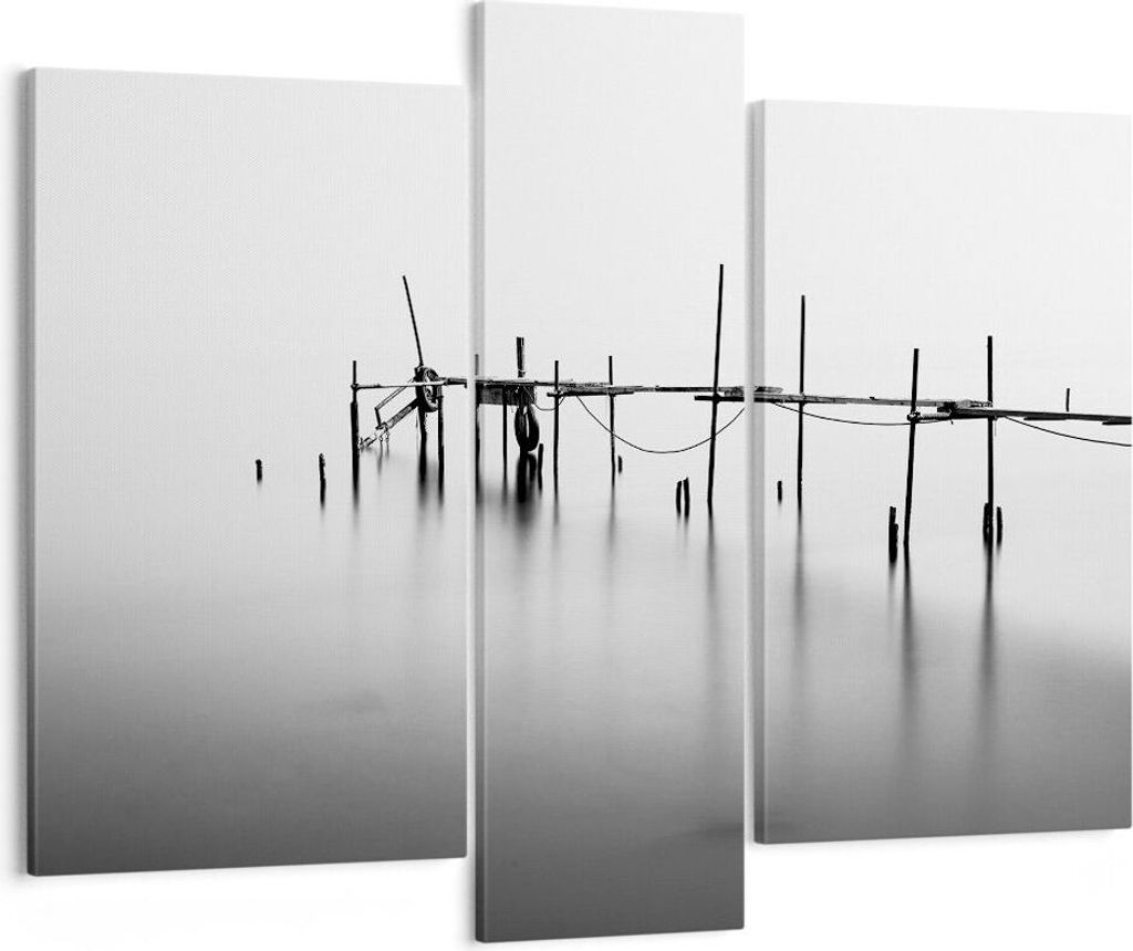 Bild auf Leinwand - Leinwandbild - Meer Brücke Wasser - 95x80cm - Wand Bild - Wanddeko - Wandbilder - Leinwanddruck - Bilder - Kunstdruck - Wandde...