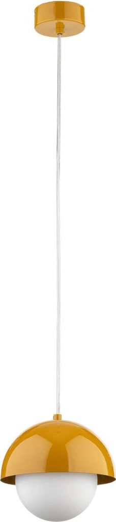 Hängelampe Metall Glas G9 D: 17 cm H: max. 150 cm Ocker Weiß rund Modern Pendelleuchte
