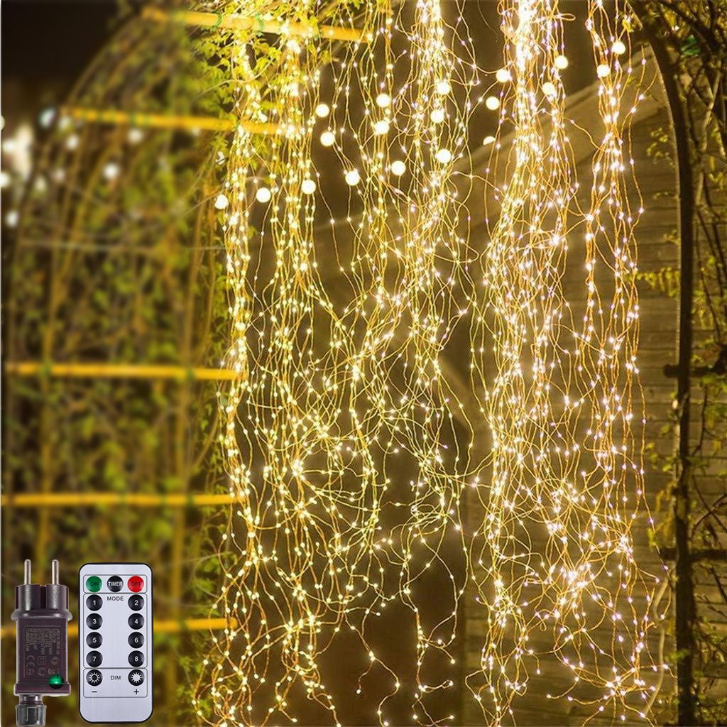 LED Wasserfall Lichterkette Mit Stern – 2 M, 9 Sterne, USB, 8 Modi, Für Innen & Außen, Weihnachtsdekoration, Garten & Christbaum