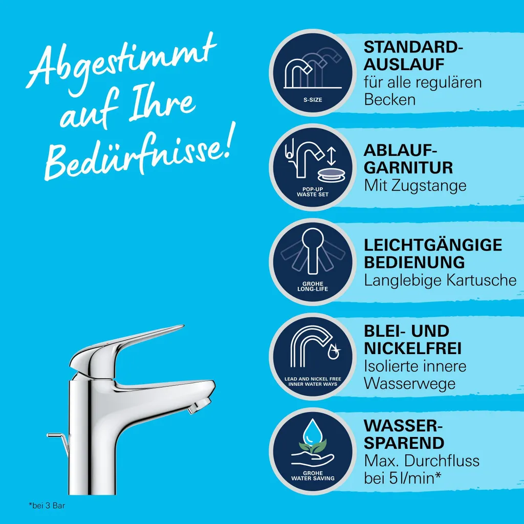 Robinet GROHE finition chromée et métal robuste pour installation sanitaire