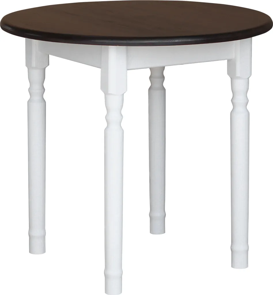 Tavolo Rotondo 90 cm Legno Pino Massiccio Bianco e Noce | Shop Online