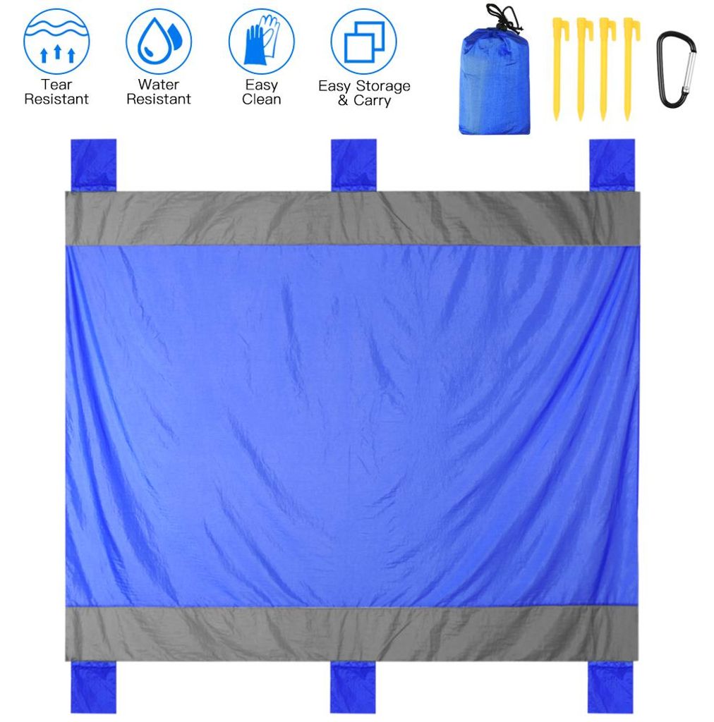 Wasserabweisende Stranddecke mit Ecktaschen Pfähle Sandfeste Picknickmatte für Reisen Camping Wandern