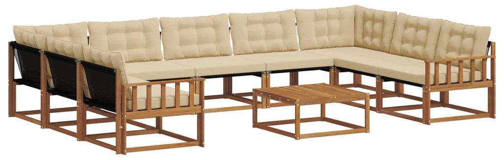 vidaXL Outdoor-Sofagarnitur mit Kissen 10 pcs Natur und Beige