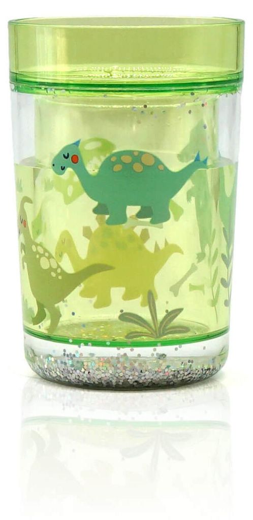Glitzerbecher "Dinosaurier" grün