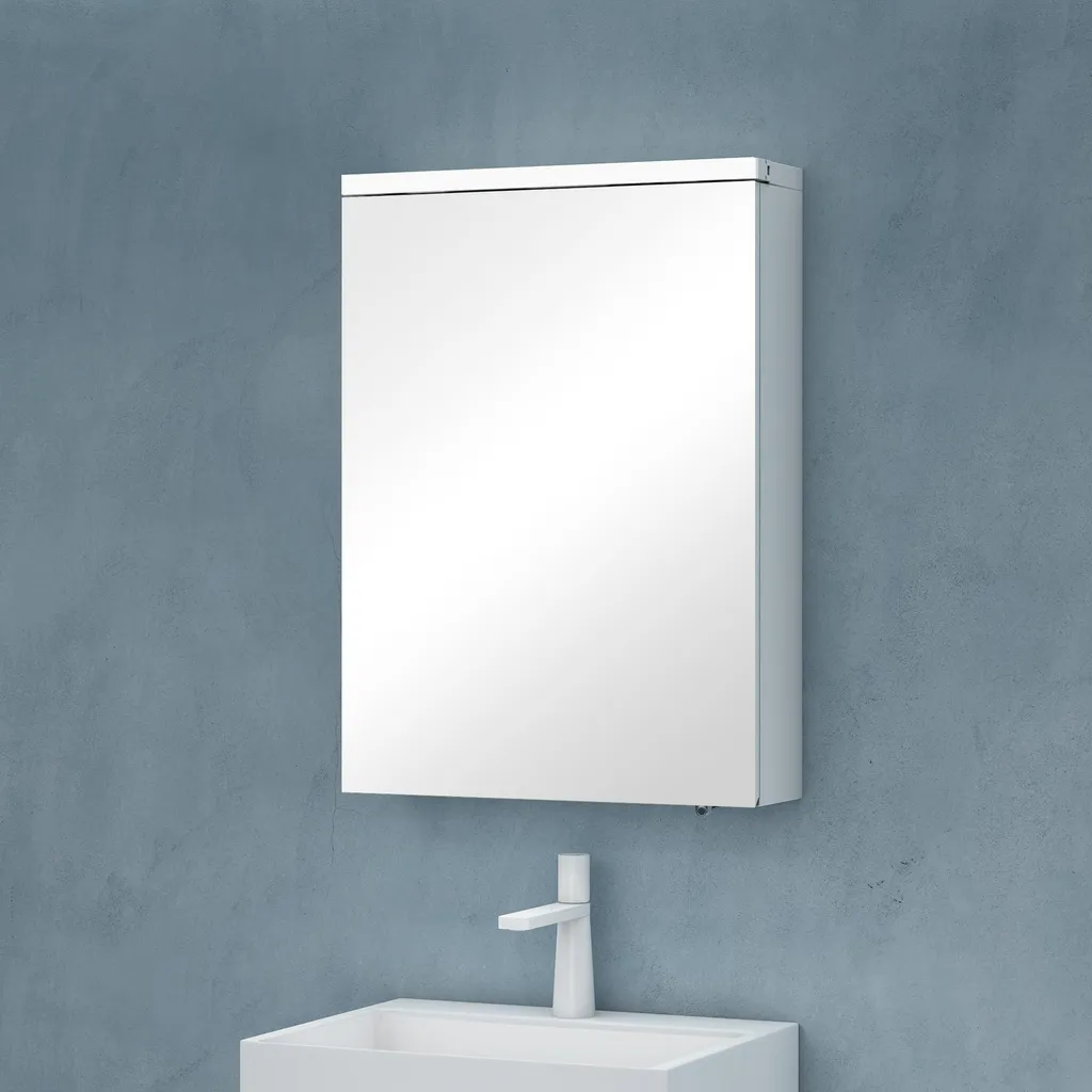 Mobile Specchio Bagno doporro 50x70 - Bianco Opaco 1 Anta - Salvaspazio Famiglia
