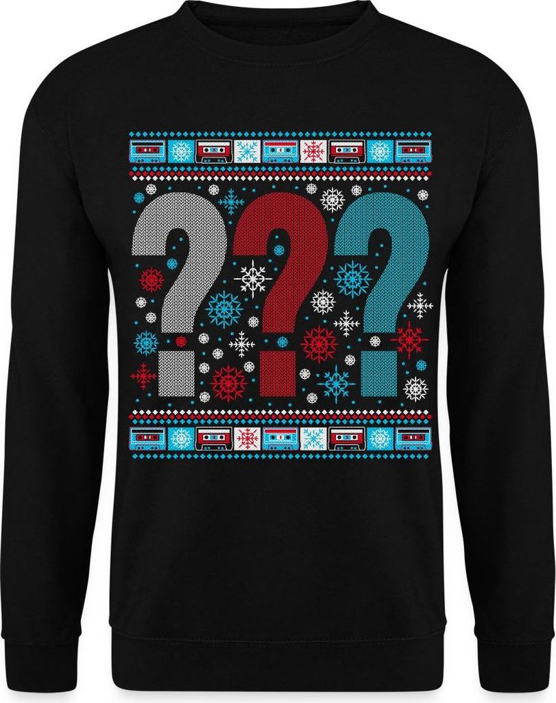 Spreadshirt Die Drei Fragezeichen Ugly Xmas Christmas Uni Pullover, M, Schwarz
