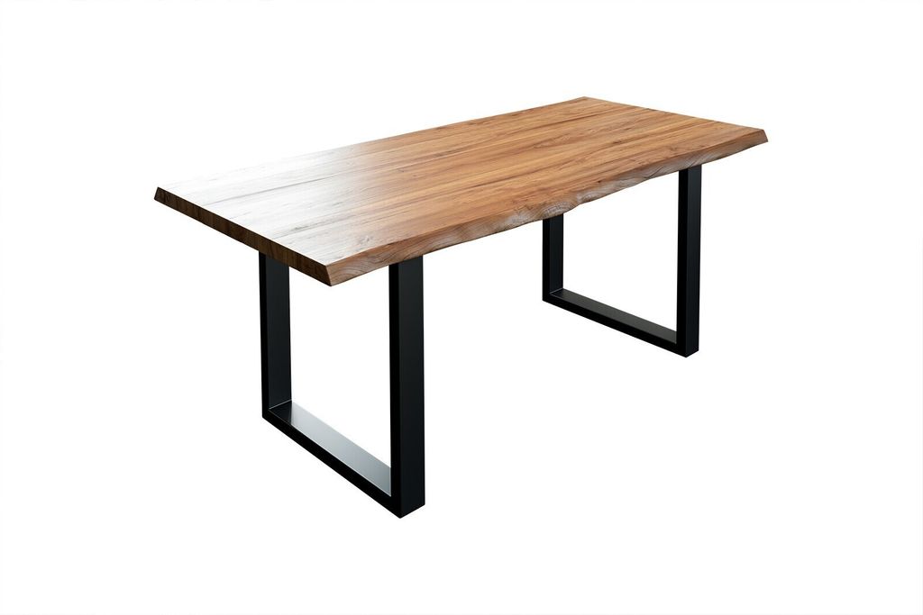 SAM Esstisch Baumkante massiv Akazie natur 120 x 80 schwarz LIAM